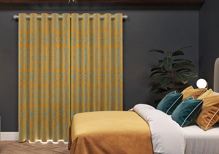 Bamboo Candy, Blue Orange - Made To Measure Curtains - Image 7